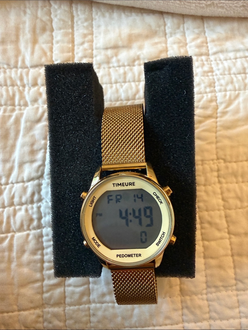 Gold color Digital Pedometer Watch
